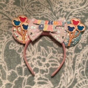 Kids Pink Sparkle Birthday Mouse Ear Headband